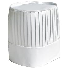 San Jamar CH-EURO Poly Cotton Pleated Chef Hat, 9" Height, White
