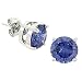 8mm Round CZ Tanzanite Sterling Silver Stud Earrings