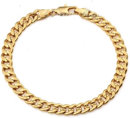 TKC 18K Gold Filled Bracelet Mens Boys Bracelets Flat Curb Chain