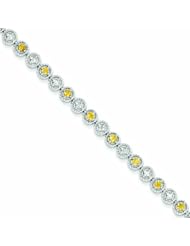 Genuine .925 Sterling Silver Citrine Diamond Bracelet 6.3 Grams . 100% Satisfaction Guaranteed.