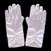 Wrist Length White Satin Gloves with Pearls