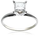 14k White Gold Princess-Cut Solitaire Engagement Ring (1 ct, I-J Color, I1-I2 Clarity)