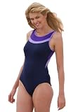 Woman Within Plus Size Colorblock tank swimsuit in stretch knit by Inches Off