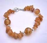 Carnelian Nugget & Carnelian Beads Bracelet w/ Silver Beads Spacer Bracelet (BRAND NEW)