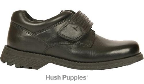 Hush Puppies Attack Black Leather Boys School Shoe