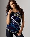 DKNY Jeans Petite Top, Short Sleeve Printed