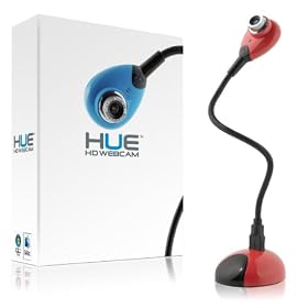 Hue HD USB webcam camera (red) with built-in mic for Windows & Mac - Skype, MSN, Yahoo, iChat