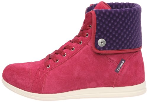 Crocs LoPro Suede Hi-top Sneaker, Chaussures montantes femme - Rouge (Pomegranate/Mulberry), 39-40 EU (W9 US)