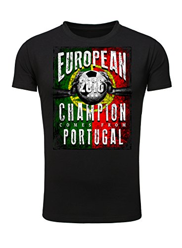 Legendary Items T-Shirt EUROPEAN CHAMPION 2016 Portugal Printshirt Europameister EM Fußball schwarz XXL