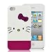 Hello Kitty With Bowknot Plastic Hard Case For iPhone 4 and 4S MAGENTA/WHITE