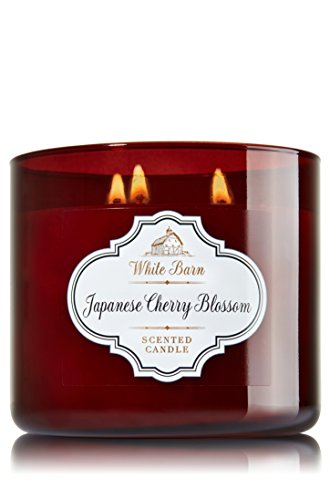 Bath & Body Works 3 Wick Candle 14.5 Oz White Barn Japanese Cherry Blossom