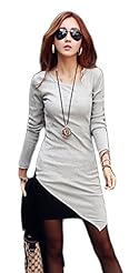 Mini-SILHOUETTESweater Spring Winter Cotton/Knit Asymmetric Above the Knee Long Sleeves Bodycon Dress/Mini Dress 