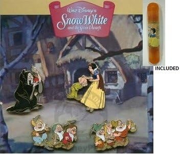 Disney Parks Snow White Pin Set (Includes 4) - Disney Parks Exclusive & Limited Availability + Double Sided Snow White Stamp Included