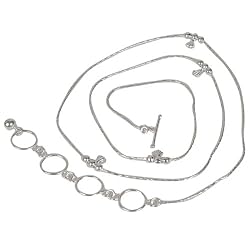 Belly Bracelet Sterling Silver Jewellery from India for Girls Length 31.5 inches