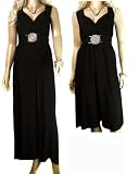 Ladies Jet Black Grecian Wrap Dress with silver Buckle in knee length or long Maxi Dress Length in Womens All Sizes 10 12 14 16 18 20 22 24 26 plus *FREE POST*