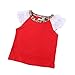 WXBUY Kids Girls Ruffled Sleeves T-shirt+ Bow-knot Jeans Pants Outfits Red S