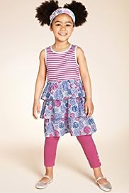 Cotton Rich Ra-Ra Dress & Leggings Outfit with Headband