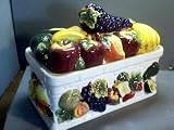 MIXED FRUIT 3-D Ceramic Bread Box VERY ELEGANT! *new!!*