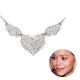 Olsen's Angel's Wing Pave Pup Heart Necklace