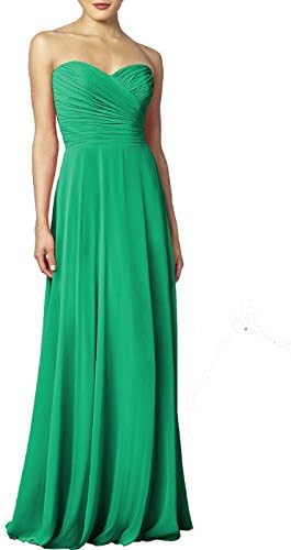 Choyi Women's Sweetheart Chiffon Long Evening Dress Bridesmaid Prom Dresses Emerald us6