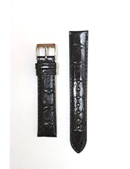 15mm Black Alligator Grain Italian Leather Watchband