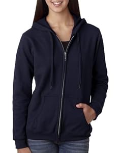 Gildan Ladies 7.75 oz. Heavy Blend? 50/50 Full-Zip Hood - NAVY - S Heavy Blend™ Ladies' 8 oz., 50/50 Full-Zip Hood
