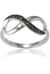 Sterling Silver Black Diamond Infinity Figure 8 Ring