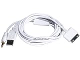 Audio and Sync Cable for iPhone / iPod(Apple Dock Connector to USB / 3.5mm Audio)