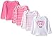 Hanes Ultimate Baby Flexy 4 Pack Long Sleeve Crew Tees, Pink Stripe, 12-18 Months
