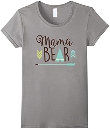 Women's Mama Bear Mom Parent Shirt Funny Mothers Gift Large Slate
