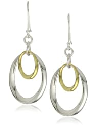 Argento Vivo "Classics" Two-Tone Sculpted Oval Drop Earrings