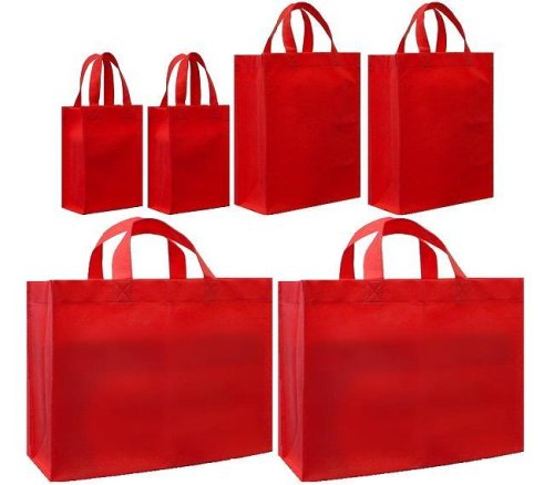 Reusable Gift Bags, Red Variety 6 Pack