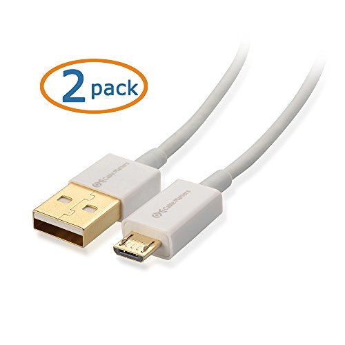 Cable Matters 2-Pack, Gold Plated Hi-Speed USB 2.0 Type A to Micro-B Cable in White 15 Feet
