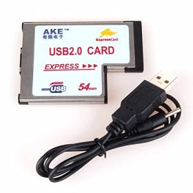 AKE Expresscard to 2 USB 2.0 Ports 54MM PCMCIA Cardbus Card: Electronics