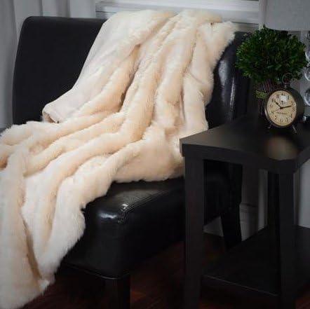 Somerset Home 50" X 60" Luxury Long Haired Faux Fur Throw Made From Polysoft Plushcomfortable and Warm (Beige)