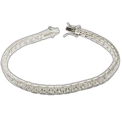 Tennis Bracelet Sterling Silver Zircon Gemstone 7.5 inches