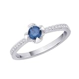 14K White Gold 1/3 ct. Diamond Engagement Ring with Blue Center Diamond (Color Blue-GH, SI2-I1 Clarity)