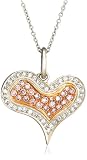 18k White and Rose Gold Pink and White Diamond Heart Pendant (5/8 cttw)