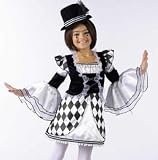 Tween Harlequin Clown Doll Girls Halloween Costume Girls 8-10
