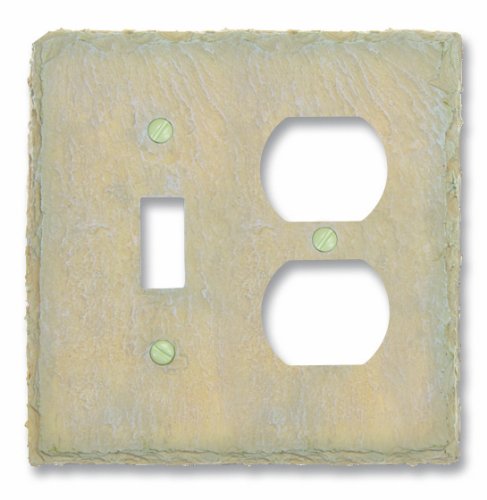 Amertac 8345TDA 1 Toggle/1 Duplex Faux Slate Wallplate, Almond