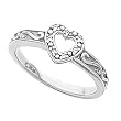 14K White Gold Diamond Heart Shaped Ring - 0.04 Ct.