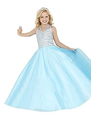 Girls Halter  Crystal  Ball Gown Pageant Dress 