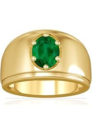 18K Yellow Gold Oval Cut Emerald Solitaire Ring
