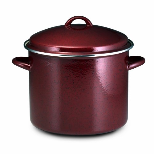 Paula Deen Enamel on Steel 12 Quart Stockpot, Red