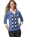 Karen Scott Sweater, Long Sleeve Argyle Layered Look V-Neck