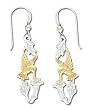Solid Sterling Silver e-motions Two-Tone Hummingbird Long Earrings