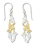 Solid Sterling Silver e-motions Two-Tone Hummingbird Long Earrings