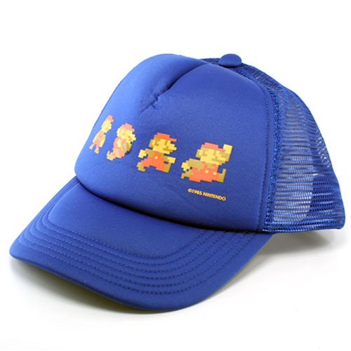 Nintendo Resizable Hat - 8-bit Mario in 4 Poses (Blue)