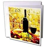 Fruit Food - Wine Bread Cheese Grapes - Greeting Cards-12 Greeting Cards with envelopes