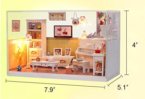 Dollhouse Miniature DIY Kit Cover Warm Houset Bedroom Room House PINK for Valentine's gif